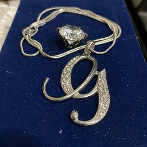 Sterling Silver initial Script Dominique G Snake Chain necklace Lobster Closure